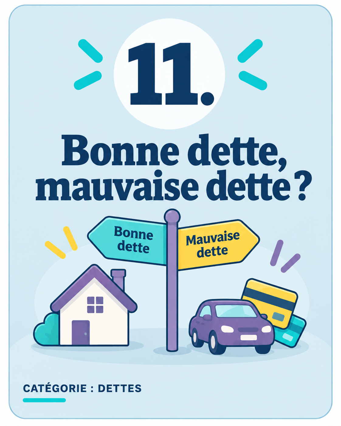 Illustration de deux cartes de crédit représentant les différents types de dettes