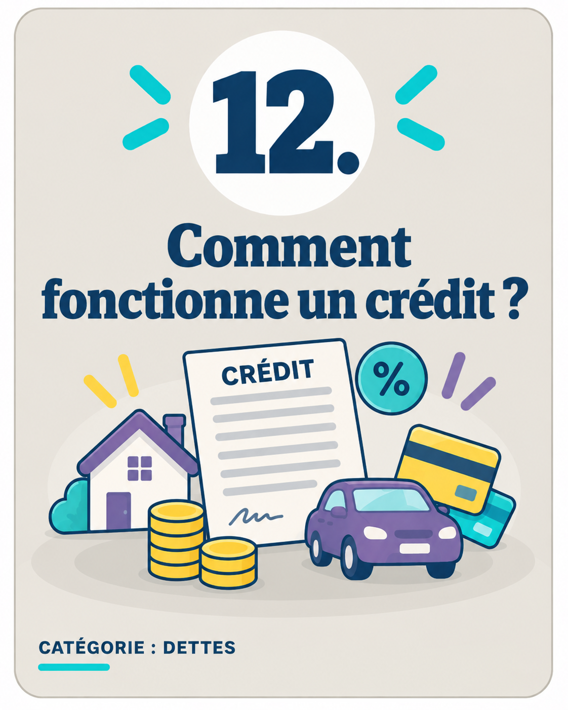 Illustration de deux cartes de crédit et du fonctionnement d’un crédit