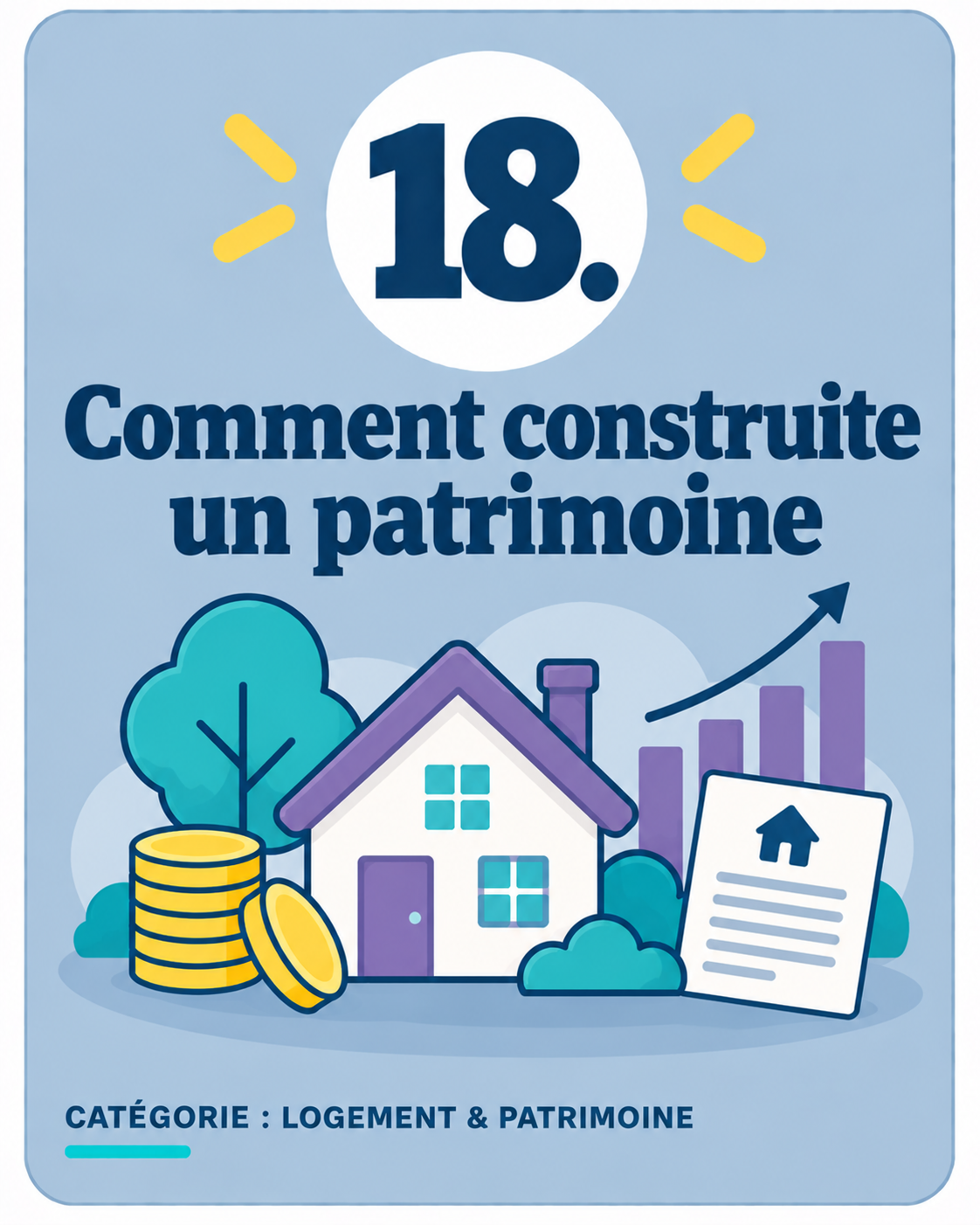 Illustration d’une maison et de la construction progressive du patrimoine