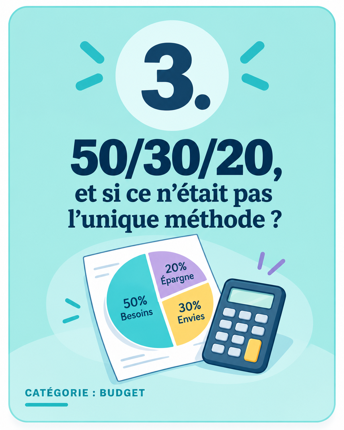 Illustration de la méthode budgétaire 50/30/20
