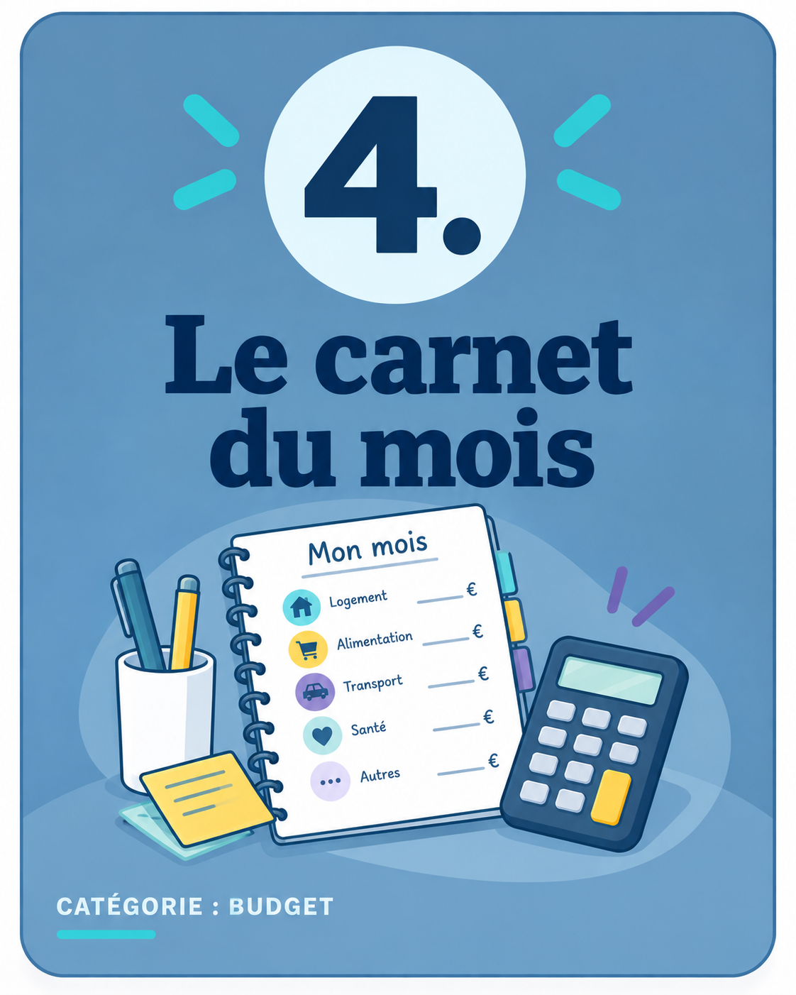 Illustration d’un carnet pour suivre ses dépenses mensuelles