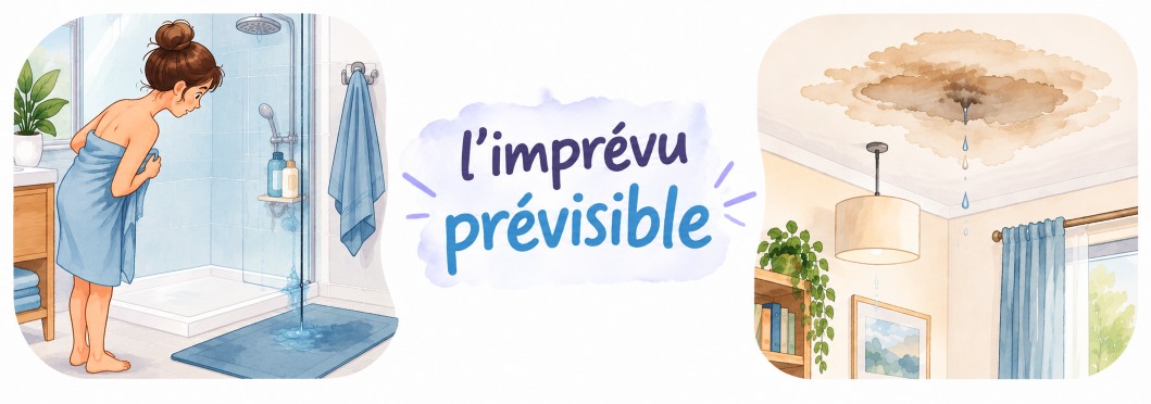 L’imprévu prévisible : une fuite sous une douche et une tache d’humidité au plafond de l’étage inférieur