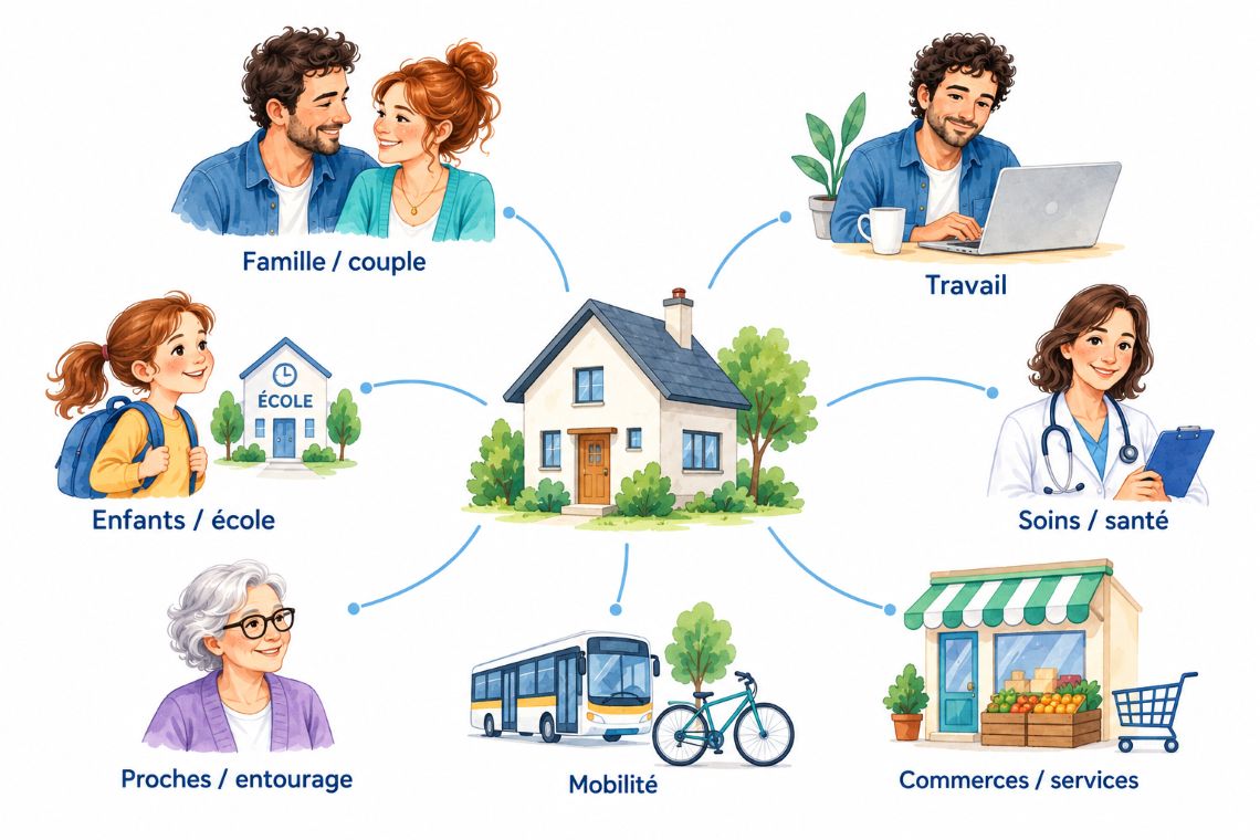 Le logement au centre du réseau de vie : famille, travail, école, soins, entourage, mobilité et commerces