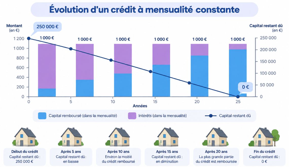 Évolution d’un crédit à mensualité constante